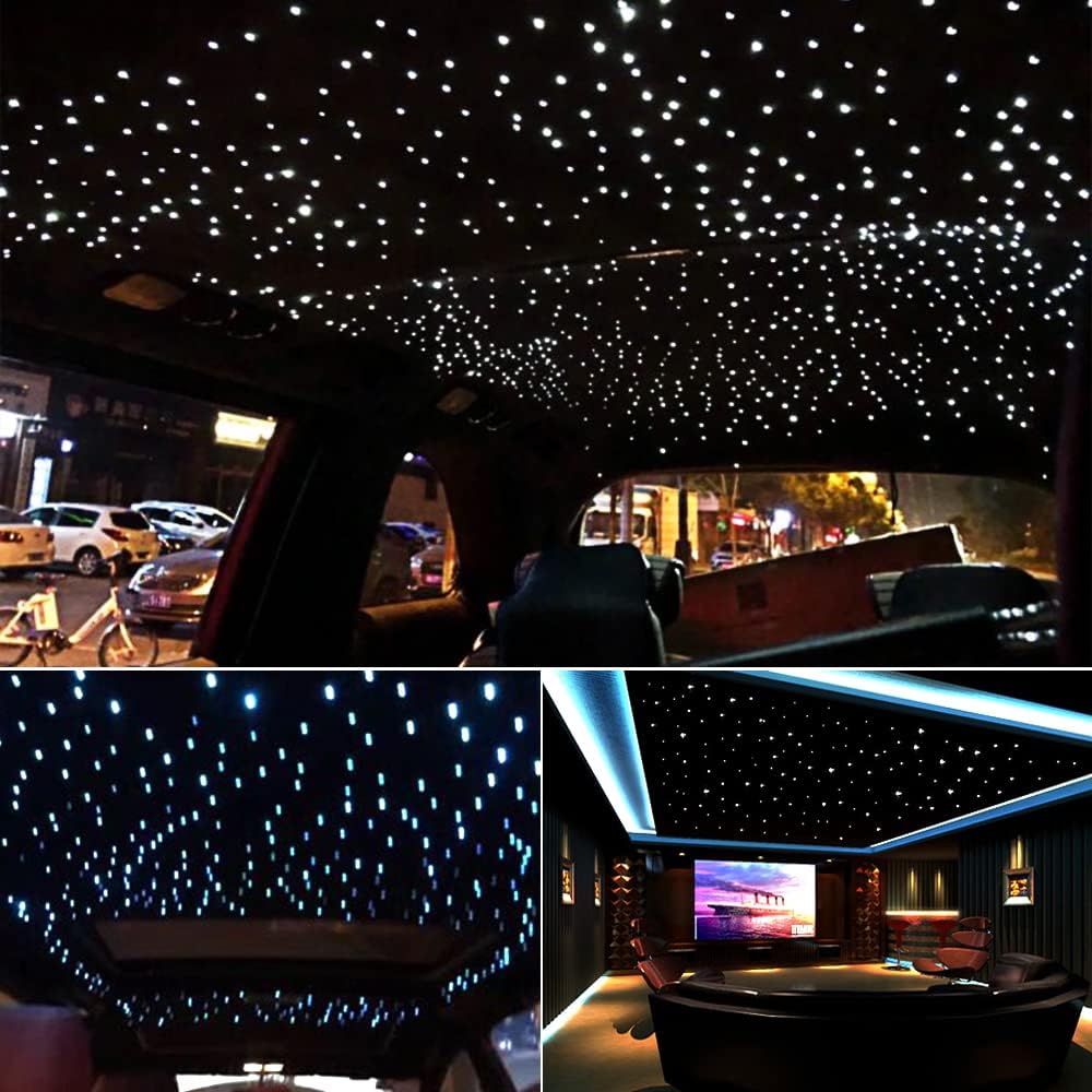 Car Use Bluetooth 6W RGB LED Fiber Optic Light Star Ceiling Kit with Remote Controller, 160pcs 0.03in 6.5ft Fiber Optic Cable R2969