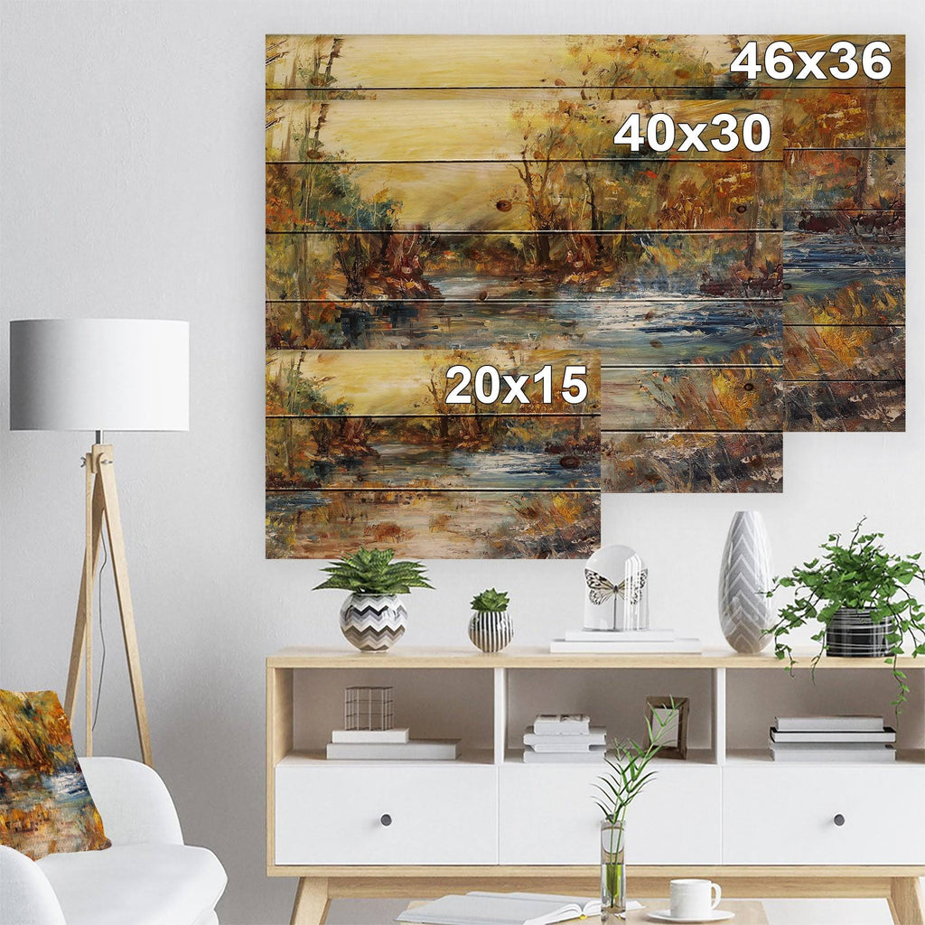 Natural Pine Wood Landscape Print - Multi-Color - 40 in. x 30 in. K360