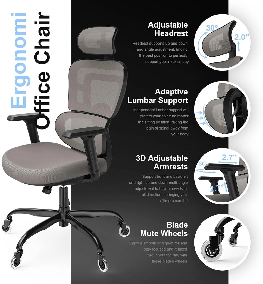 Ergonomic Mesh High Back Office Chair with Headrest J43230