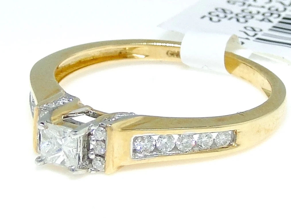 14k Yellow Gold Princess Cut Diamond Ring 0.38Ct O486393