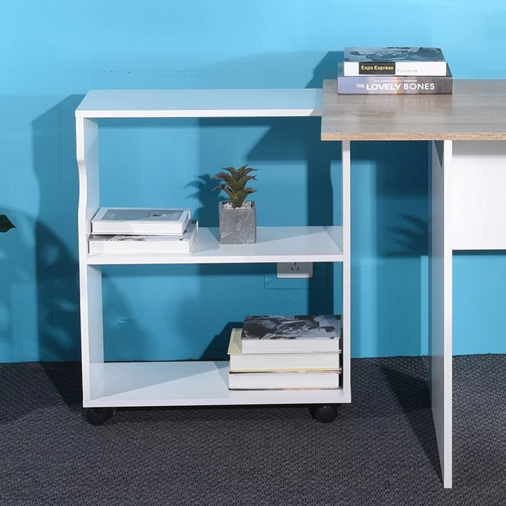L Shape Computer Desk with Bookcase F915554