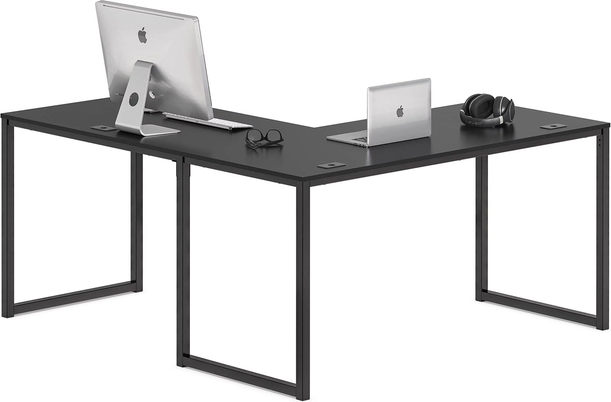Black L-Shaped Corner Desk V7285
