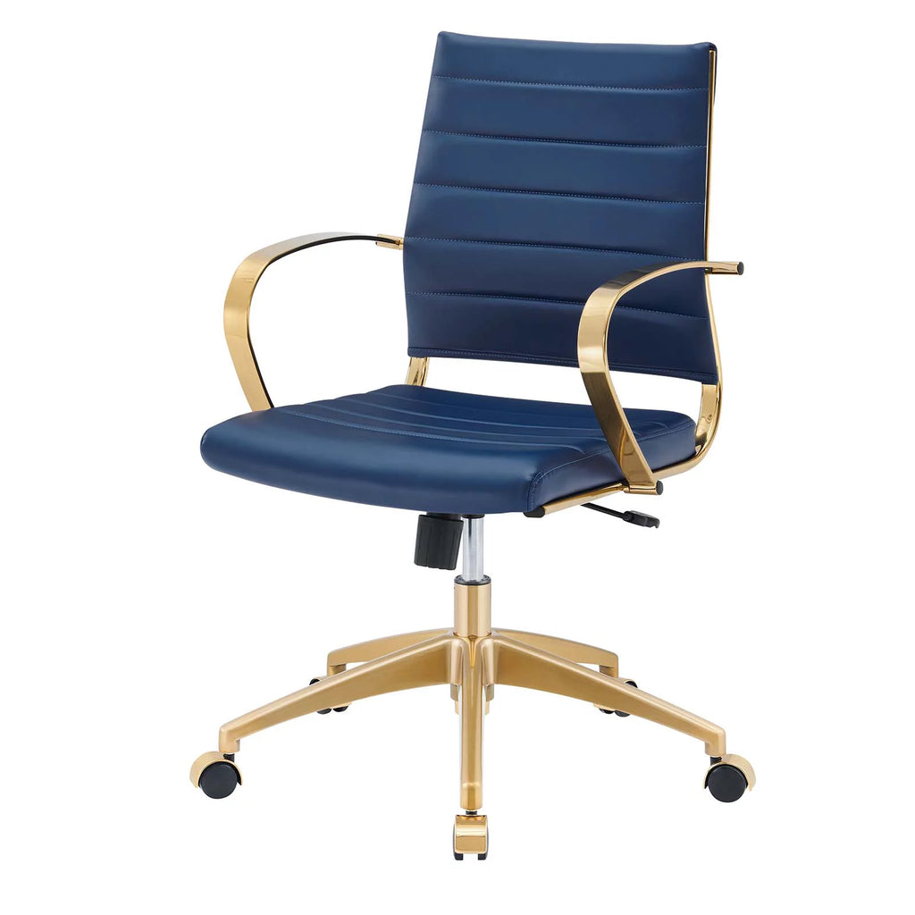 Navy Gold Faux Vinyl Leather Office Chair Z9590