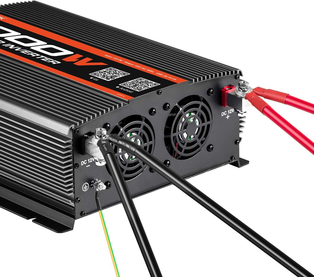 3000W Power Inverter 4 AC Outlets DC 12V to 110V AC Car Inverter with 2 USB Port and Bluetooth W99352