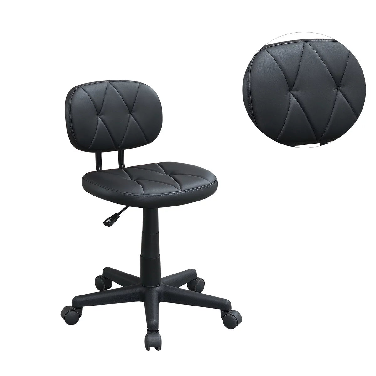 Black PU Leather Low-Back Office Chair J3009