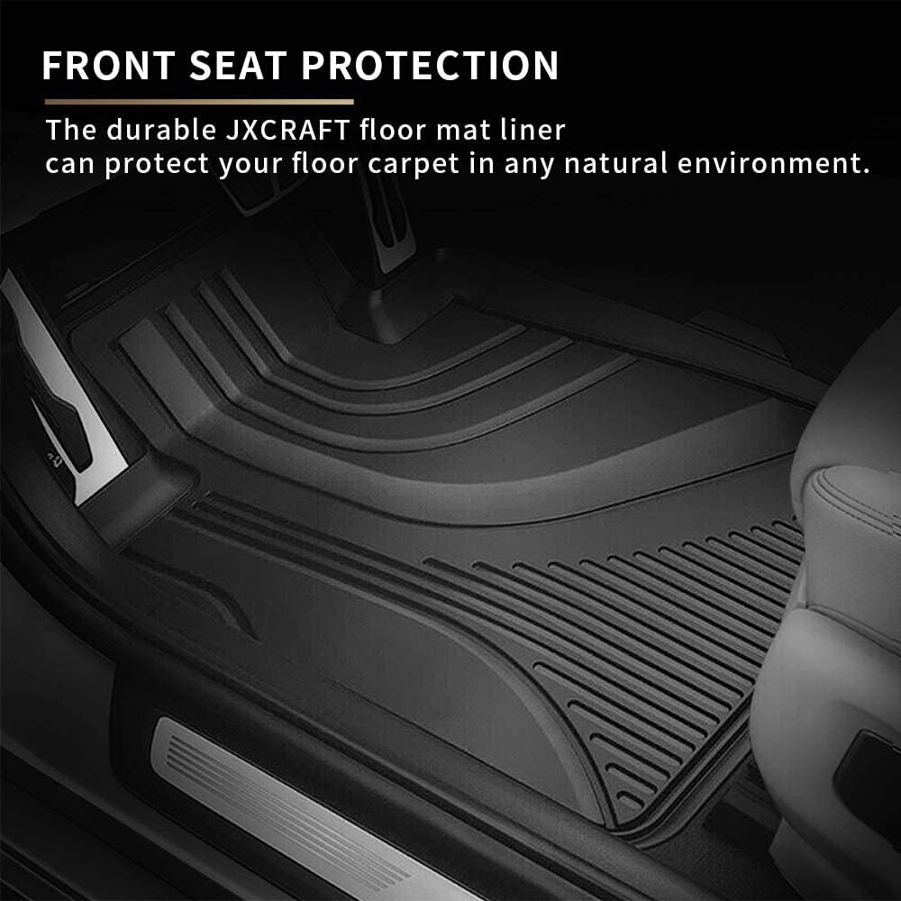 Heavy Duty Black TPE All Weather Car Floor Mats, 1st & 2nd Row Full Set H2262