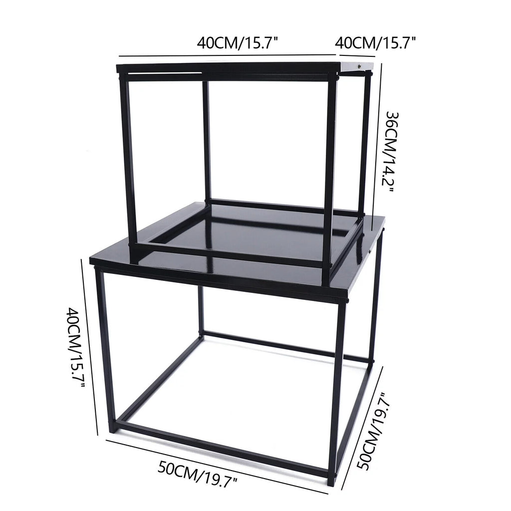 2Pcs Modern Industrial Square Iron End Table U37908