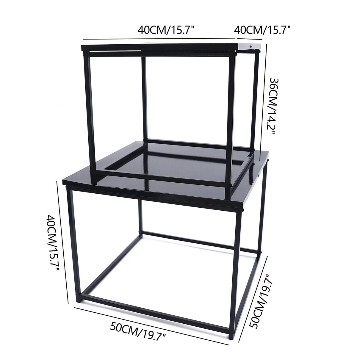 2Pcs Modern Industrial Square Iron End Table U37908