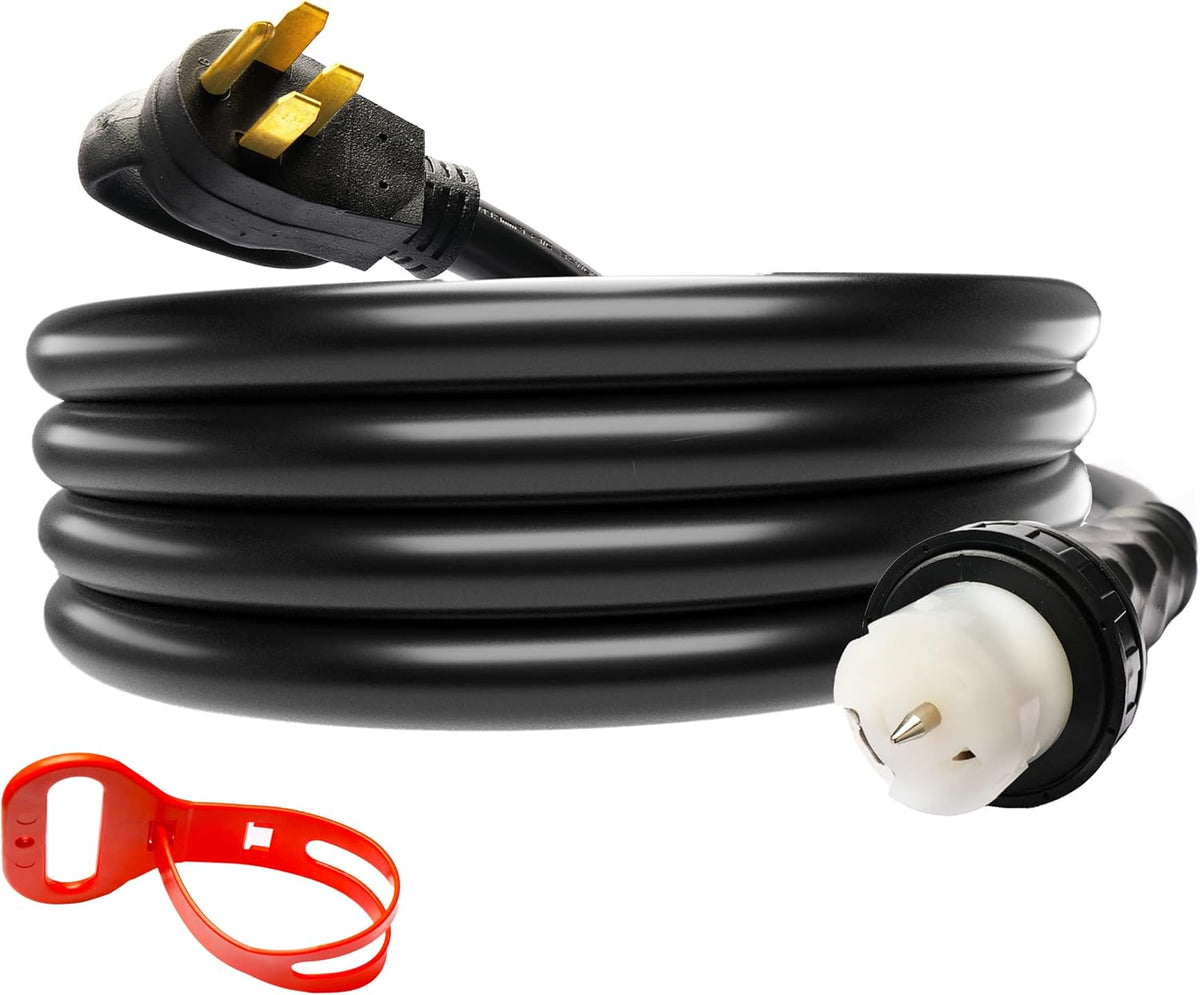 50 Amp Generator Extension Cord, 15 FT, STW 6/3 + 8/1, 125V/250V, 12500W, NEMA 14-50P to SS2-50R/CS6364, Twist Locking Connector, UL Listed H197799