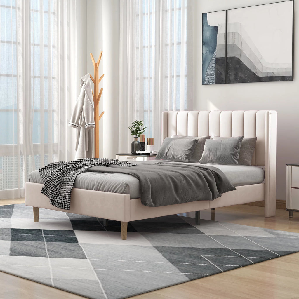 Twin Size Upholstered Platform Bed Frame Y319138