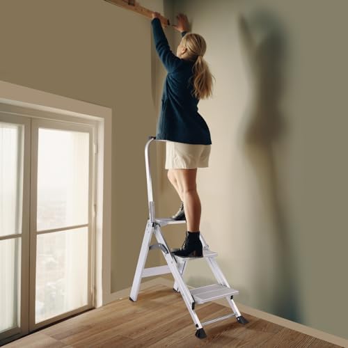Aluminum Folding 3 Step Stool with Non-Slip Wide Pedal N50560