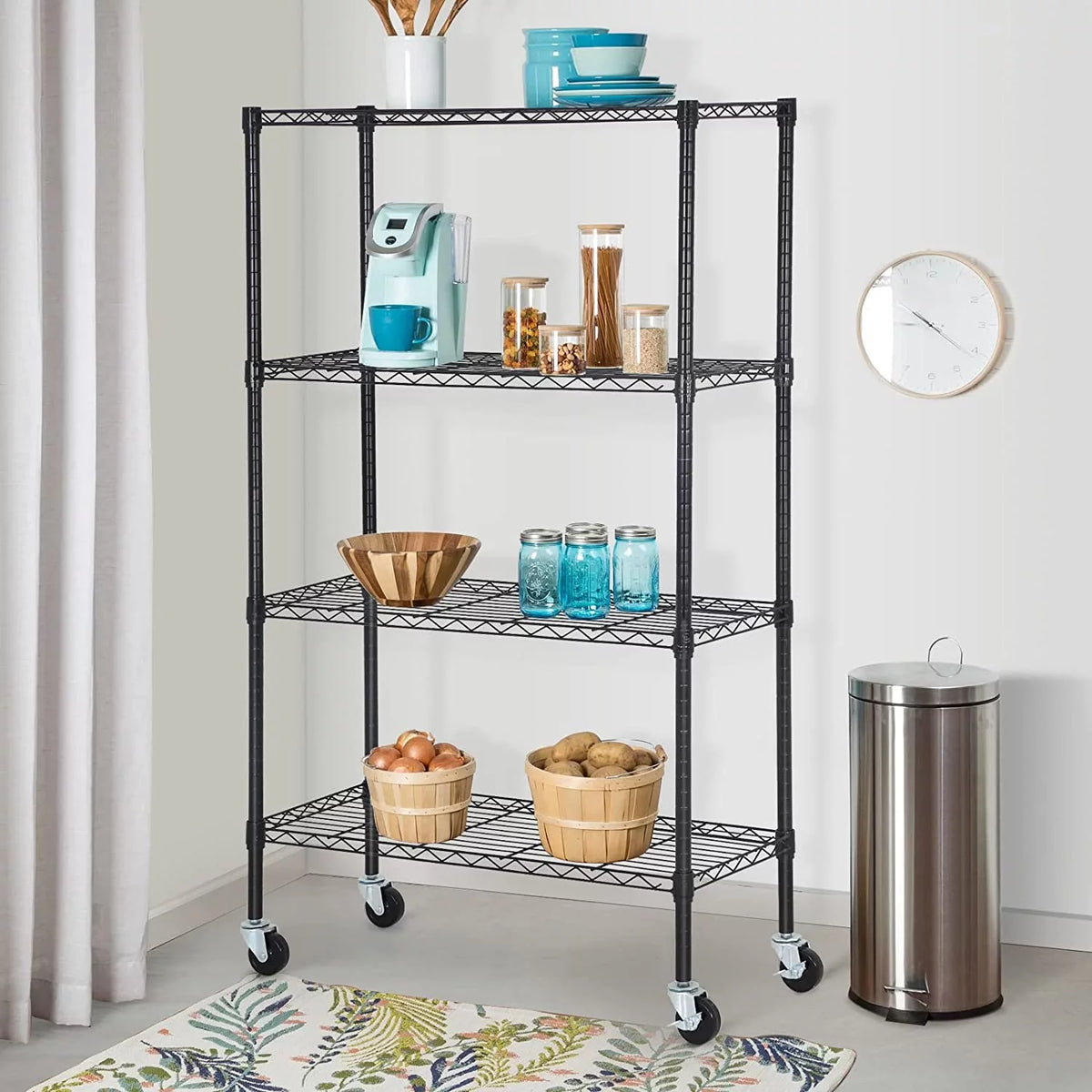 4 Tier Metal Shelving Unit with Wheels Z366