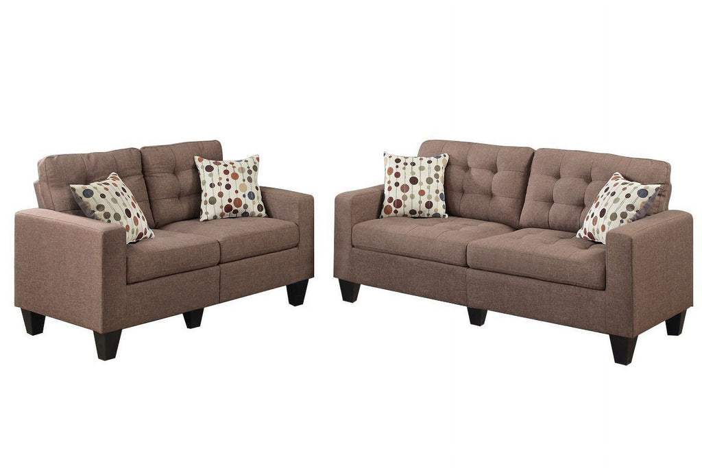 2pc Sofa Set in Light Coffee Polyfiber Z80406