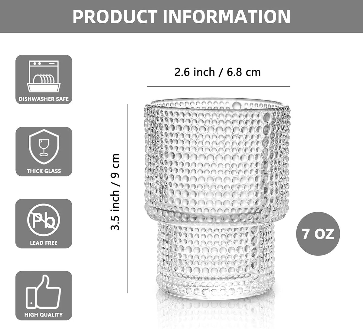 Set of 4 Small Transparent Glass Cups 190ml F3588