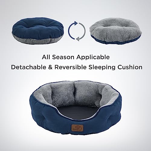 Round Washable Pet Bed with Slip-Resistant Bottom, 20 Inches E19668