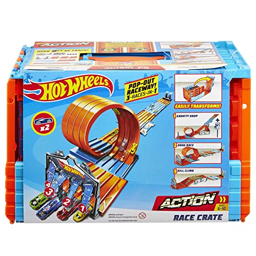 Toy Car Track Set with 2 Cars in 1:64 Scale Q44031
