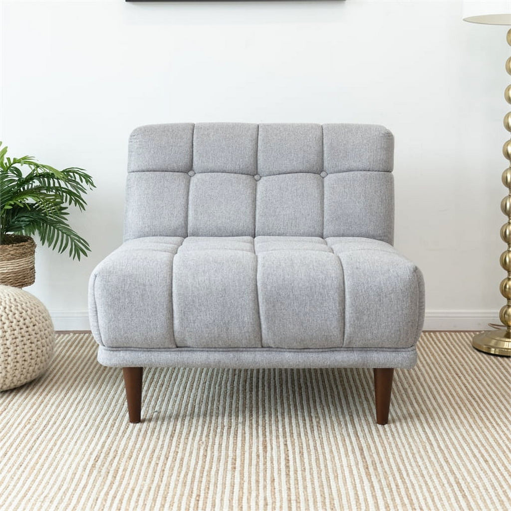 Armless Light Gray Fabric Lounge Chair L582