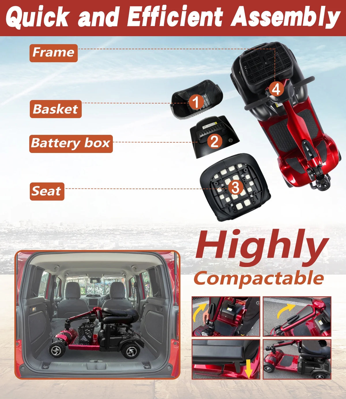 4 Wheel Electric Powered Mobility Scooter T4503