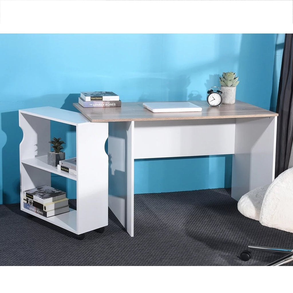 L Shape Computer Desk with Bookcase F915554
