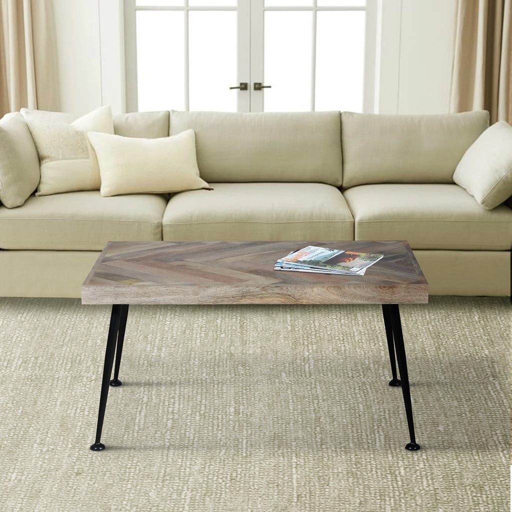 36 Inch Rectangular Mango Wood Coffee Table J6324