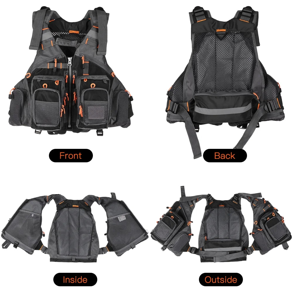 Breathable Utility Vest with 11 Zippered Pockets and Reflectors F326