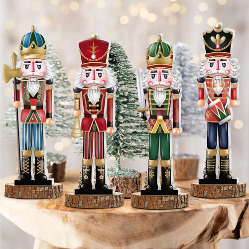 Christmas Wooden Nutcracker Table Centerpieces 4Pcs O415