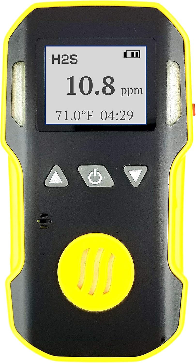 Hydrogen Sulfide Detector, 0-100ppm H2S, USB Recharge, Dust & Explosion Proof H402653