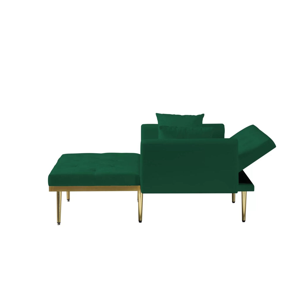 Green Convertible Chaise Lounge Sofa Bed U6506