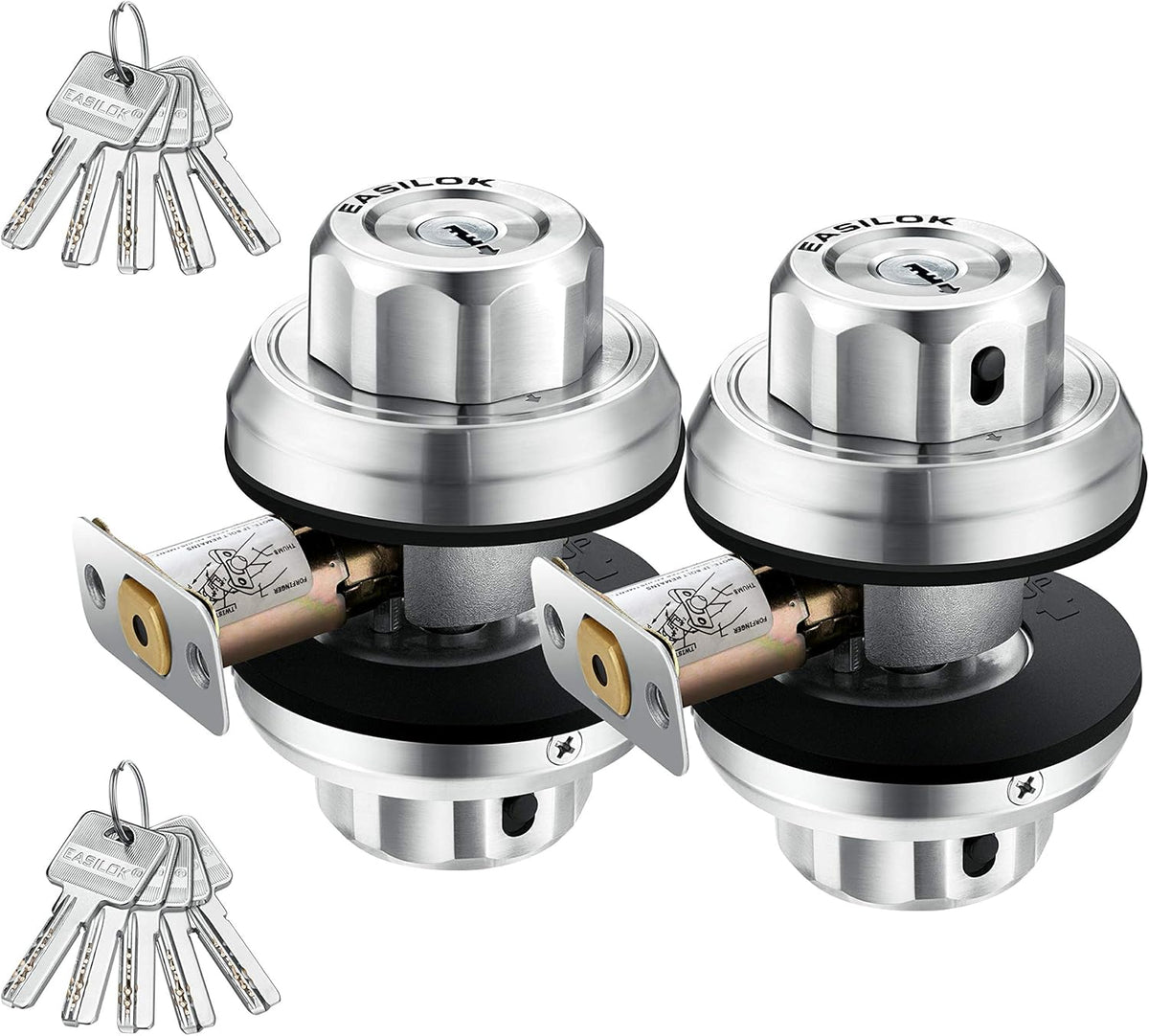 Keyless Twist to Lock Deadbolt Lock, 304 Stainless Steel Front Door Lock, Single Cylinder Deadbolt and Door Knob I233756