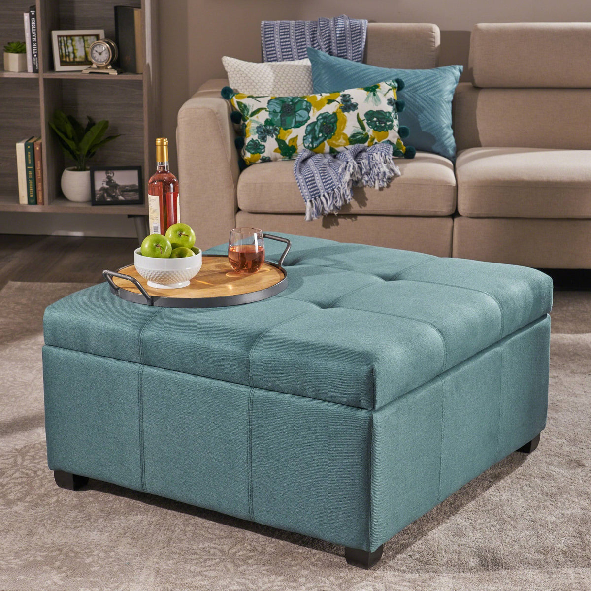 Dark Gray Fabric Storage Ottoman K274059