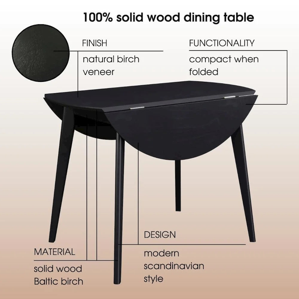 40 inch Drop Leaf Round Table Birch Solid Wood K191569