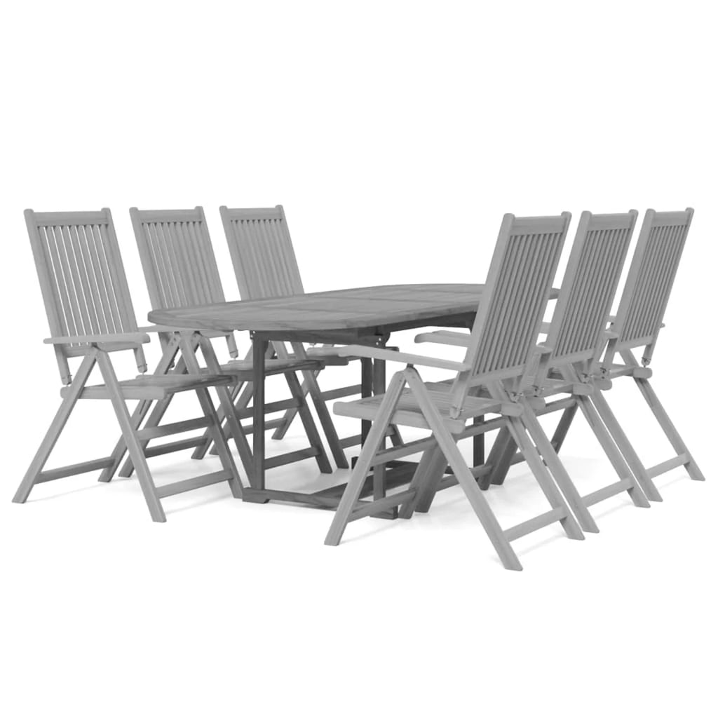 7 Piece Gray Acacia Wood Outdoor Dining Set G9681