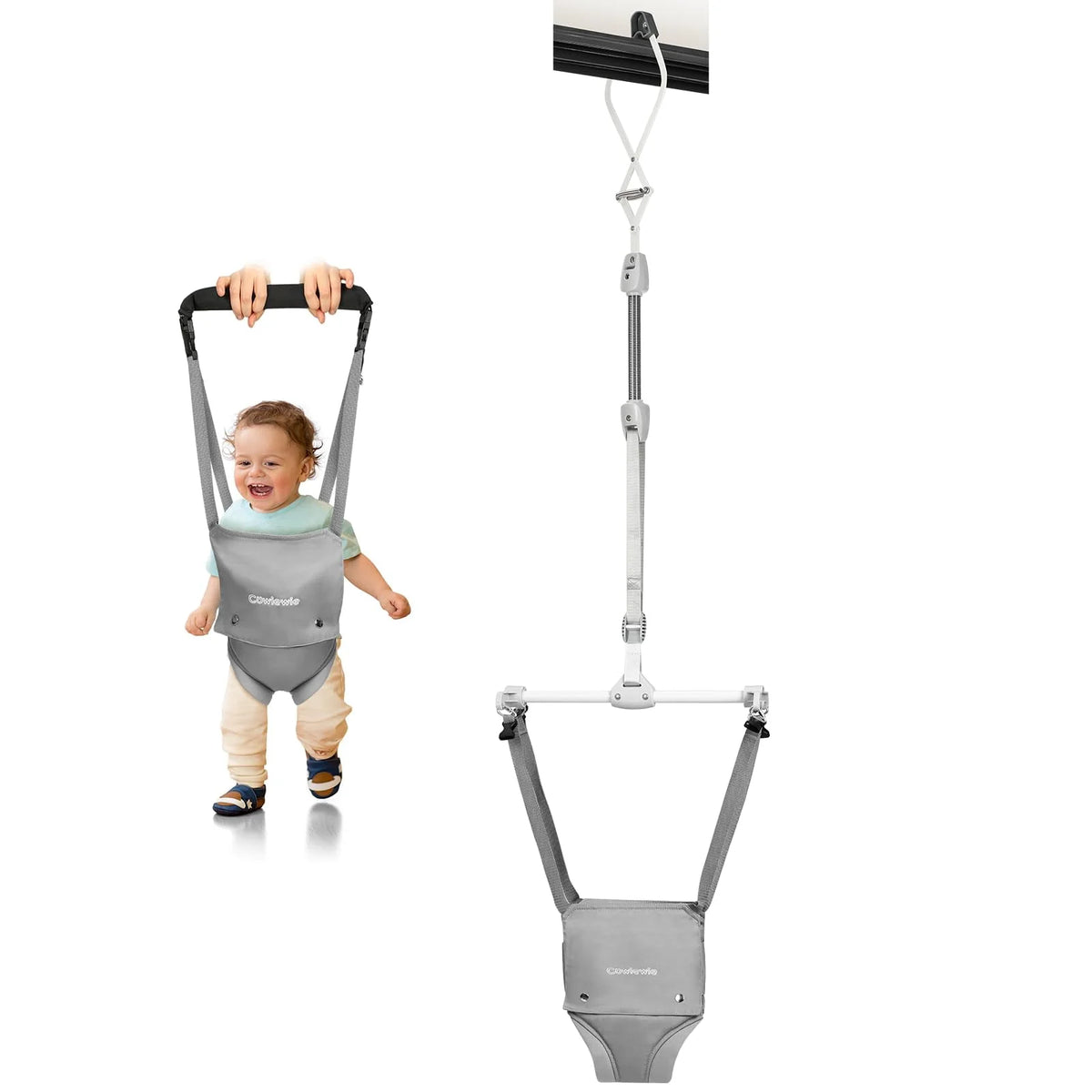 2 in 1 Baby Door Jumper, Adjustable Strap and Seat, Black R156