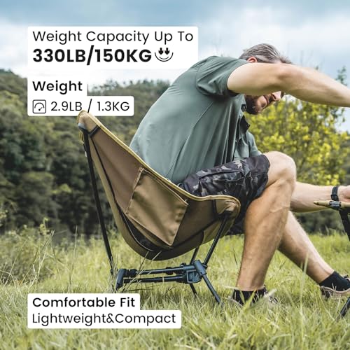 Lightweight Folding Camping Chair 330 lbs Capacity Y2413