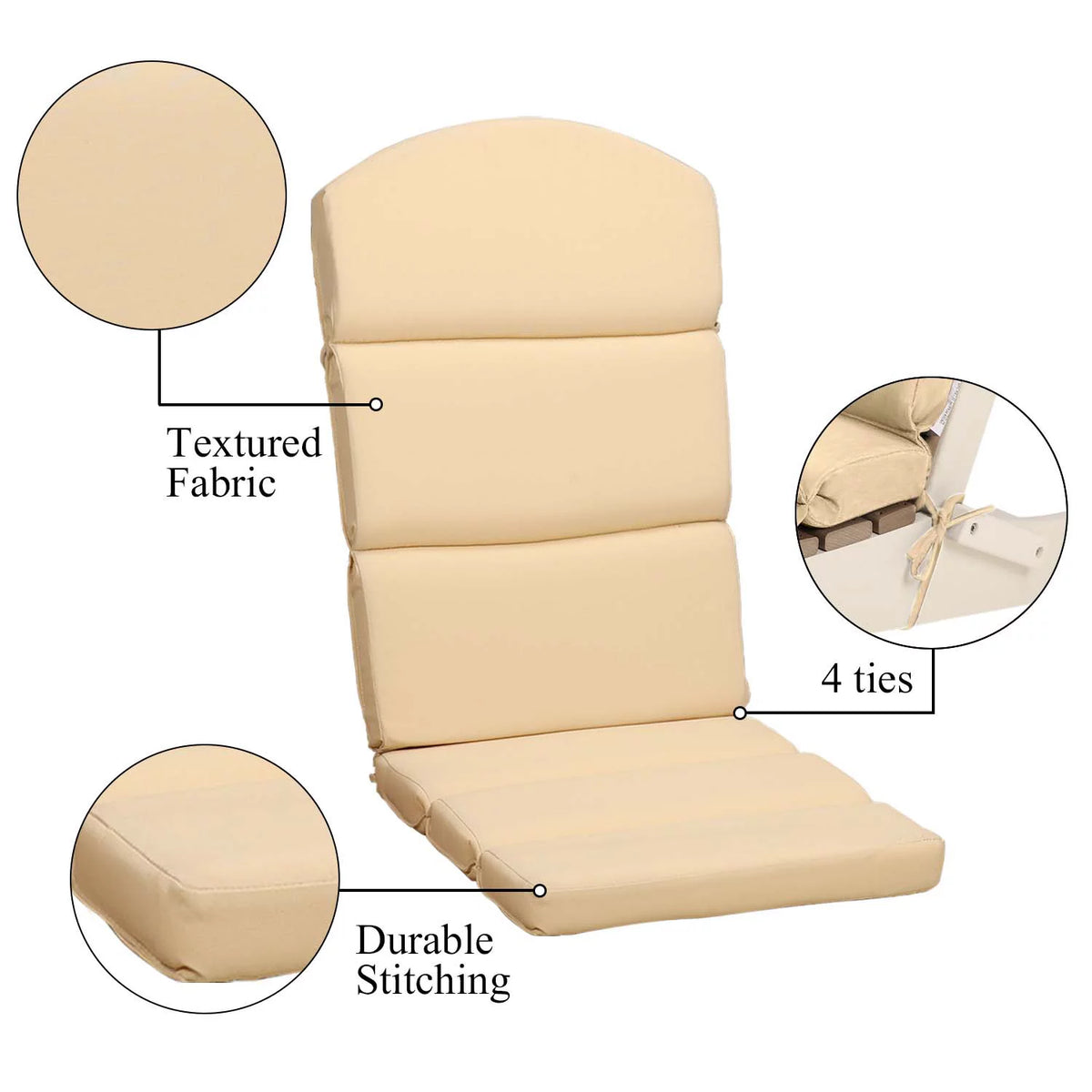 High-Back Olefin Fabric Patio Cushion Set of 2 R850575