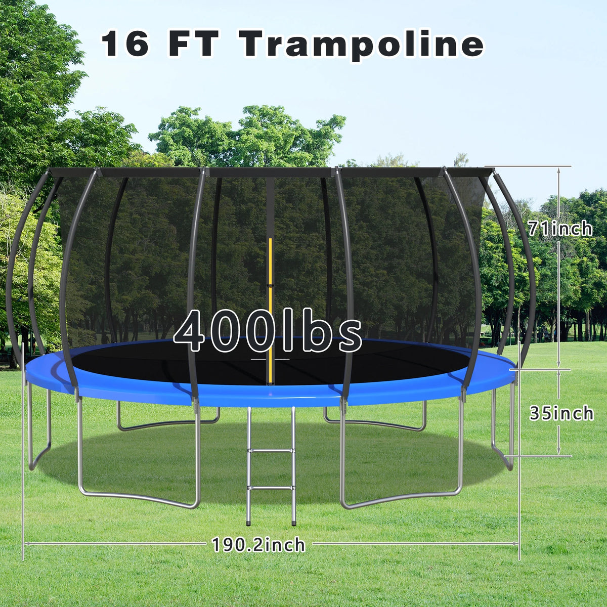 16 FT Trampoline with Safety Enclosure Net and Ladder R40846
