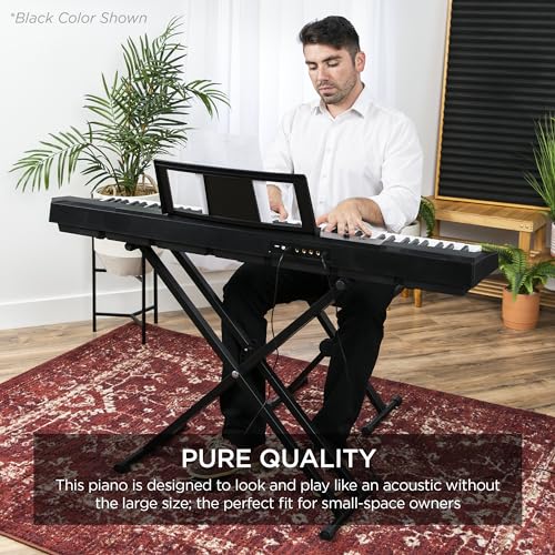 88-Key Full Size Digital Piano Electronic Keyboard Set with Semi-Weighted Keys, Stand, Sustain Pedal, Built-In Speakers - Black C5993