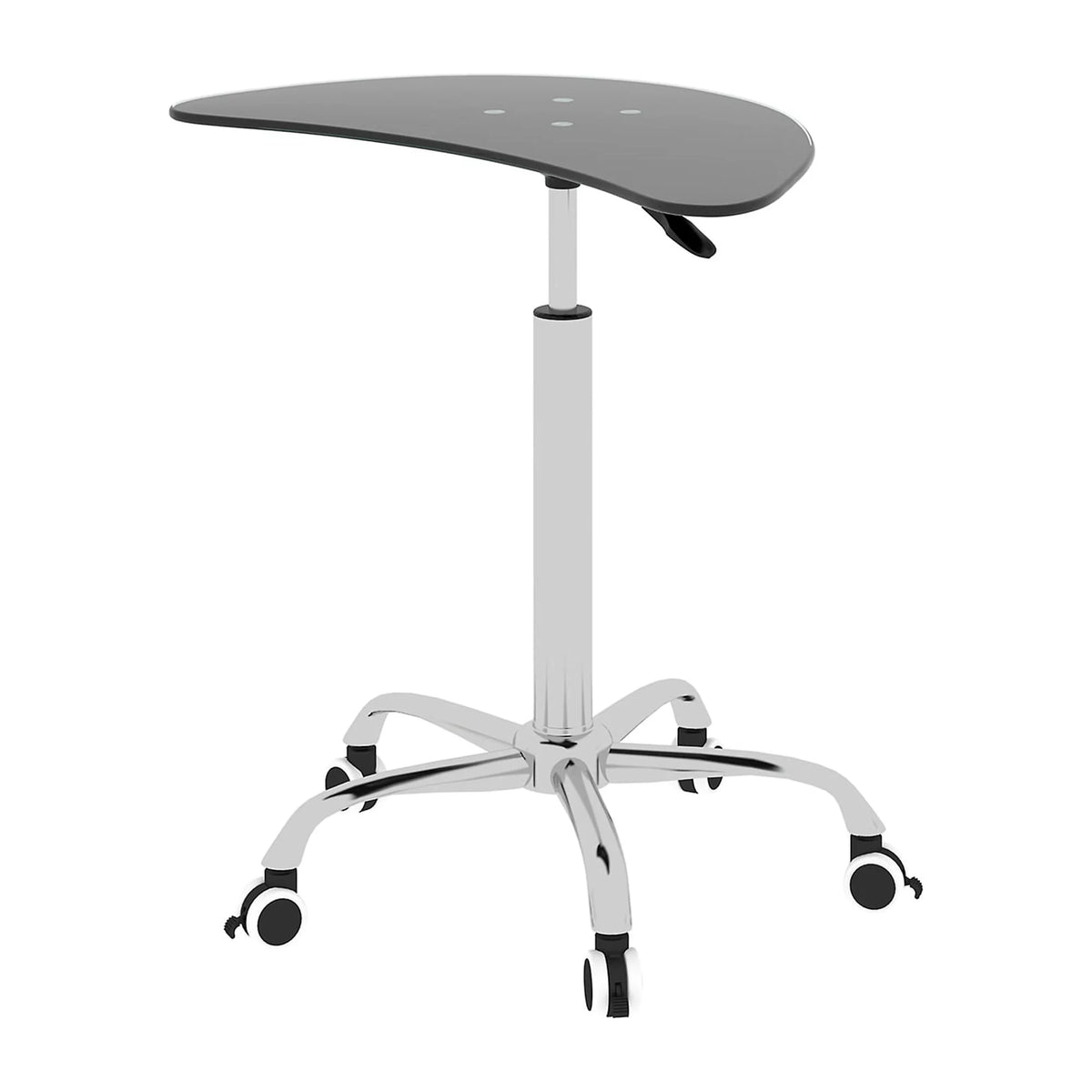 Adjustable Height Black Tempered Glass Table Desk with Lockable Wheels C539
