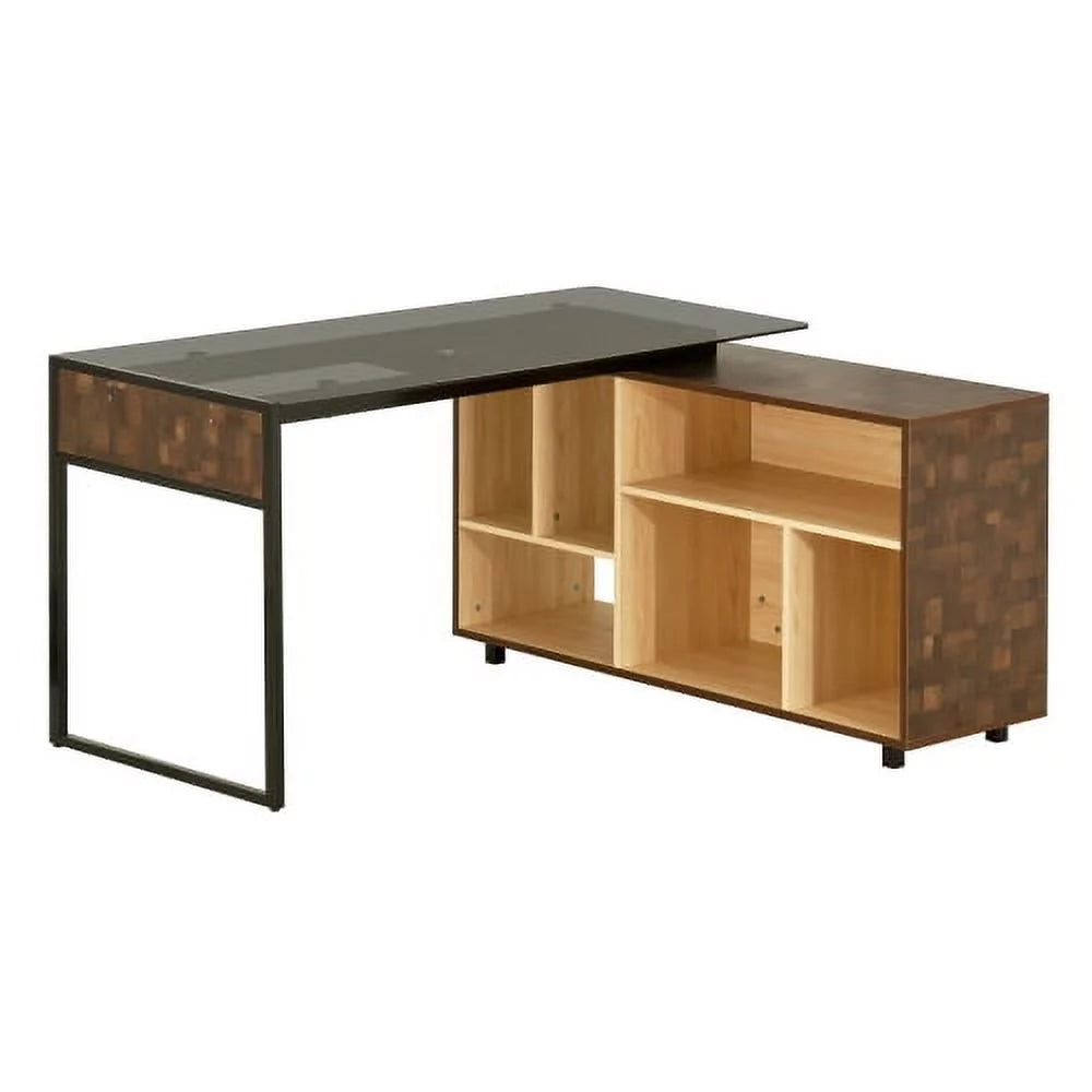 L-Shape Corner Desk with Storage, Oak A736