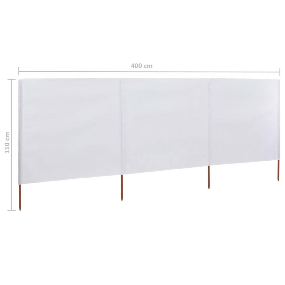 3-Panel Wind Screen Fabric 400x80 cm Sand White T534955