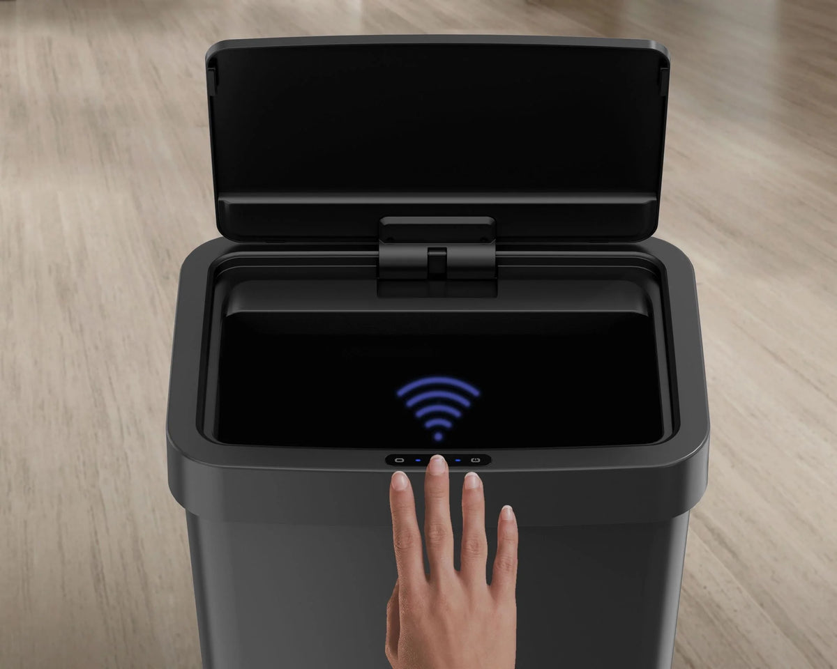 13.2 Gallon Black Motion Sensor Plastic Trash Can X12764