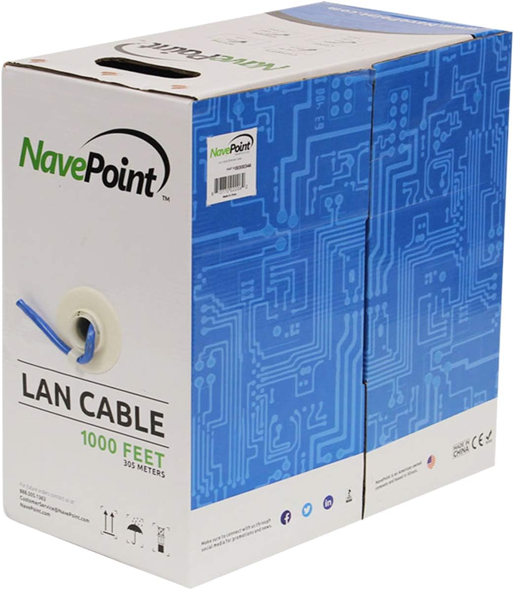 CAT5e 1000ft Grey Solid Bulk Ethernet Cable 24AWG 4 Pair UTP Pack of 2 U3012