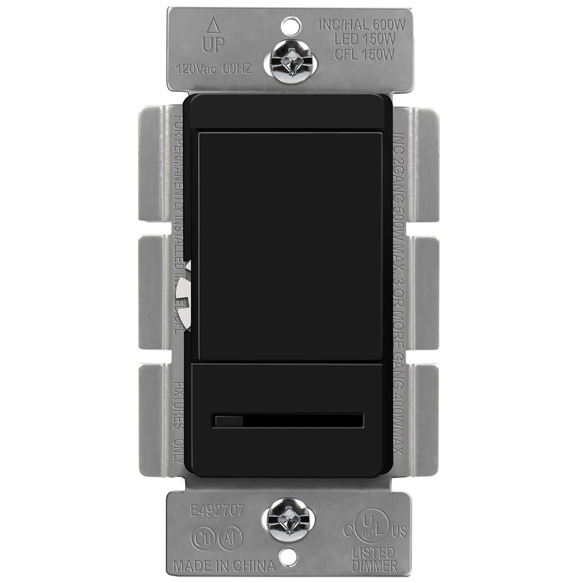 Slide Dimmer Switch with Wall Plate, Single Pole or 3 Way, 150W LED, 6 Pack Z742