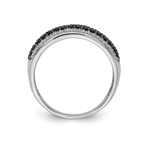 14kt White Gold White and Black Diamond Band Ring Size 7 O424