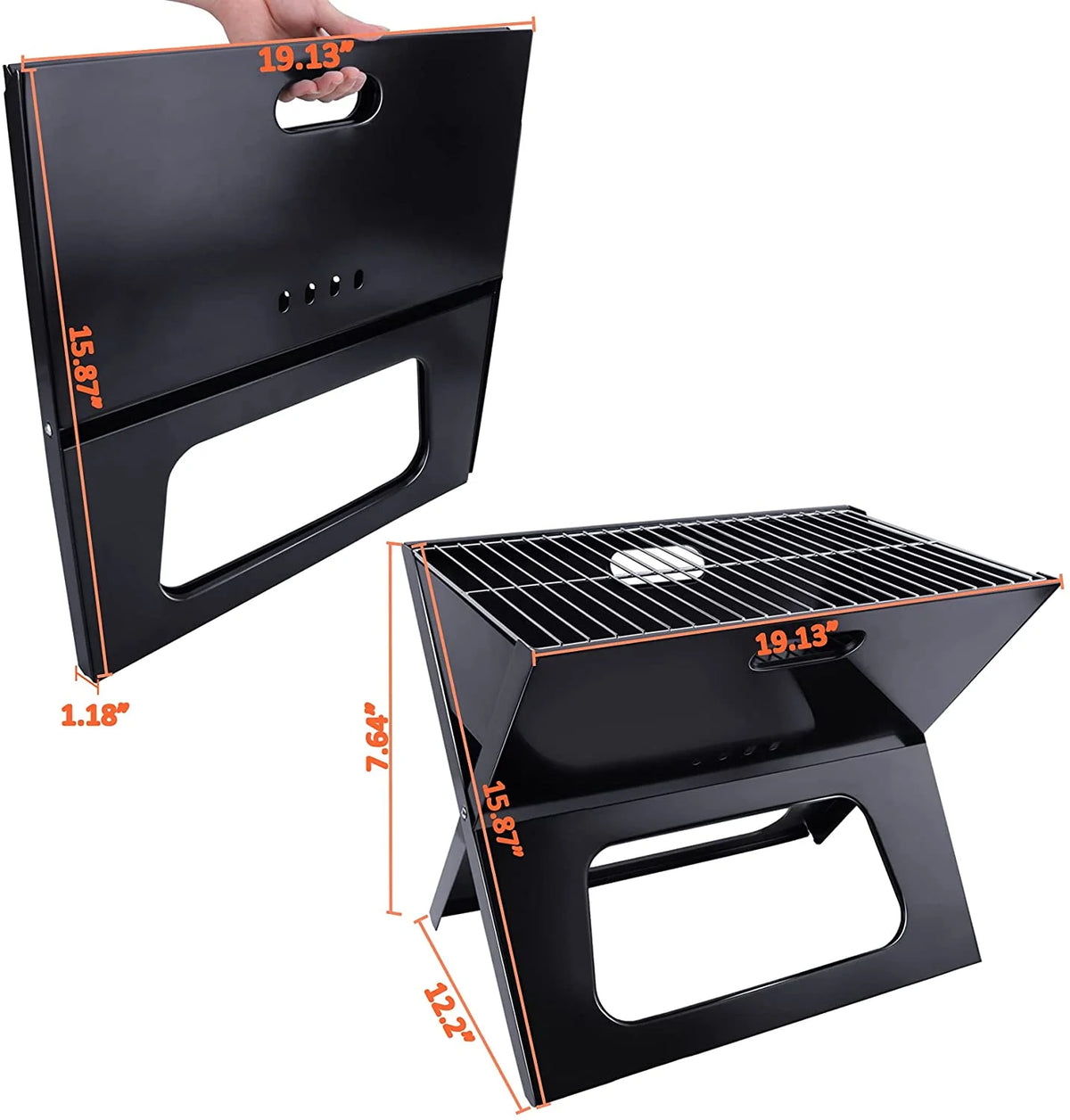 Charcoal BBQ Grill Foldable Black W94545