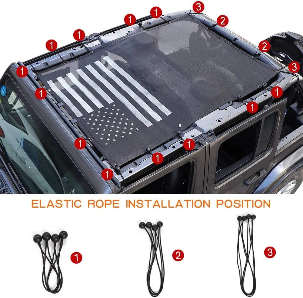Black Sun Shade Bikini Top for Jeep Wrangler JL JLU 4-Door Q93824