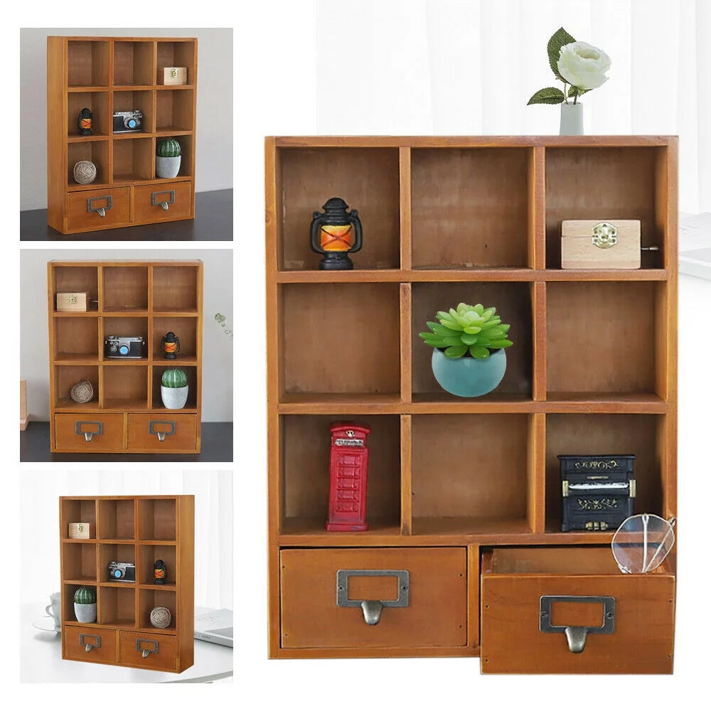 2 Drawer Wooden Storage Shelf Q504