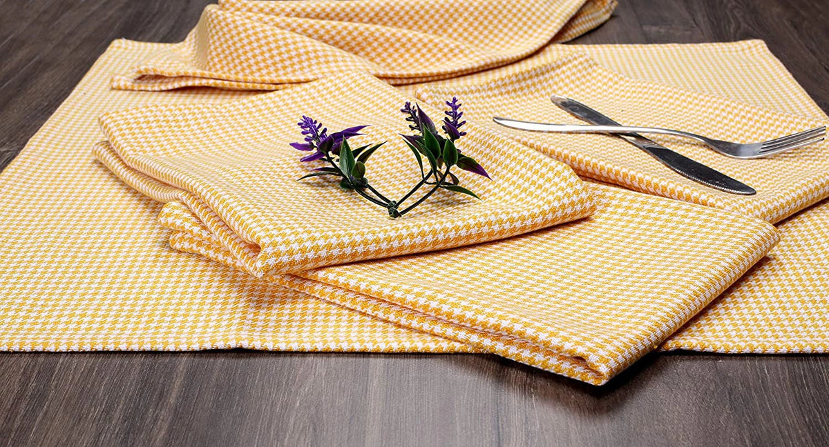 Reusable Cotton Houndstooth Cloth Napkin Set of 12 S674