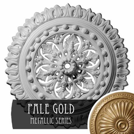 18 1/2 inchod x 7/8 inchid x 1 1/2 inchp Hand-Painted Pale Gold Ceiling Medallion Y177