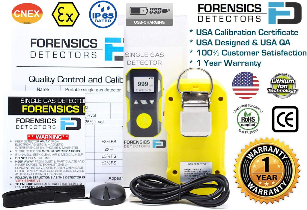 Hydrogen Sulfide Detector, 0-100ppm H2S, USB Recharge, Dust & Explosion Proof H402653